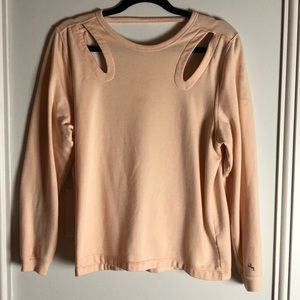 Blush pink cut out athleisure sweatshirt